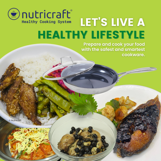 Mother prepares healthy meals using Nutricraft cookware