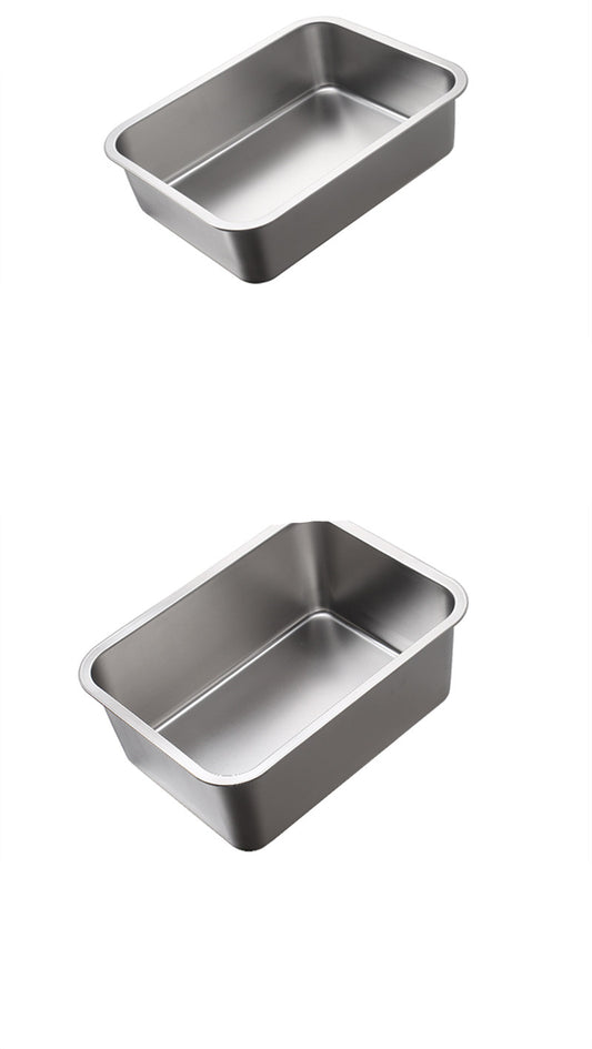 Stainless Steel Food Turnover Square Basin With Lid And Handle